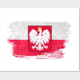 Poland flag - grunge brick stone Posters and Art